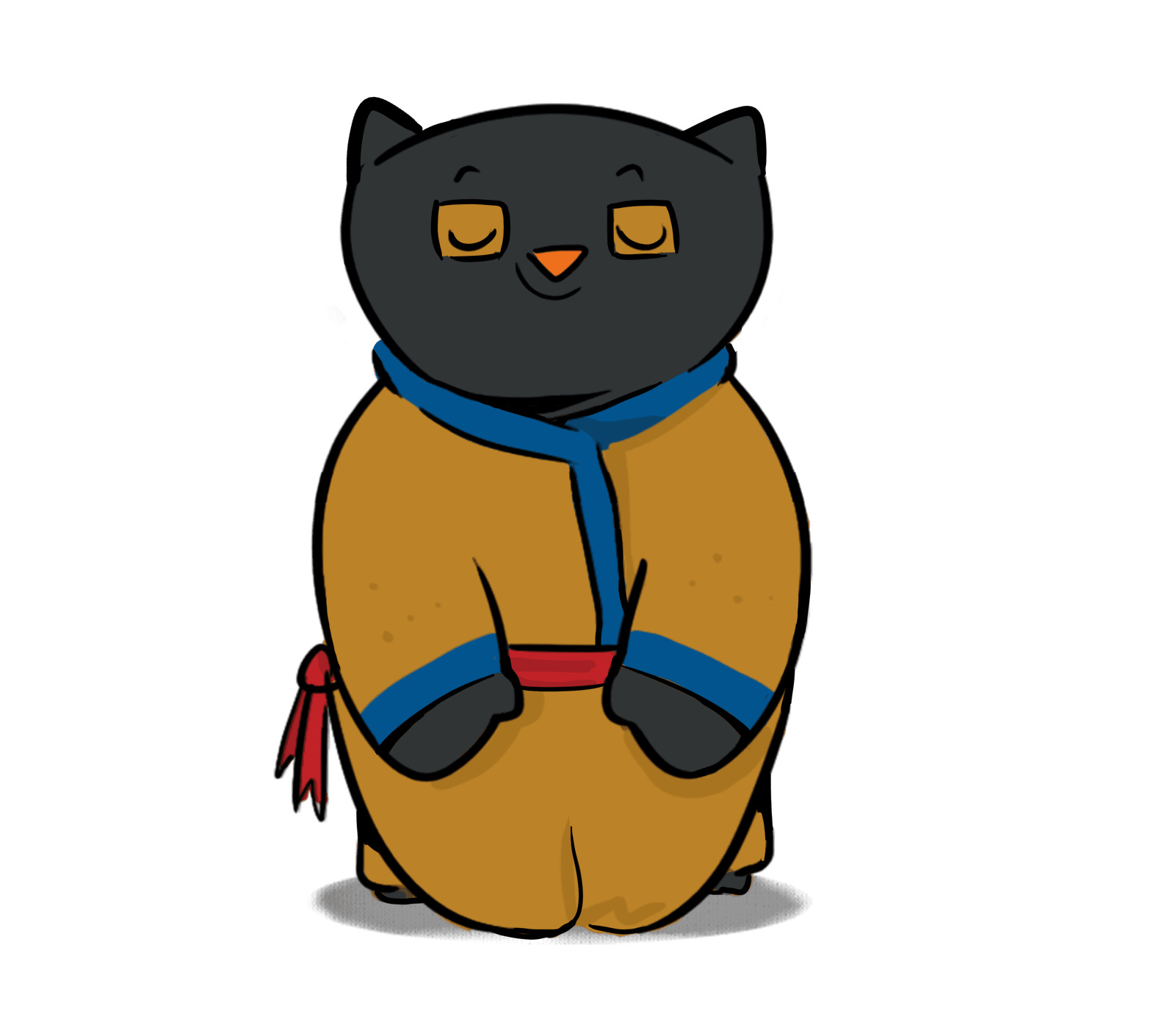 La mascotte de KAKKO, habillée en kimono aux couleurs de la marque et assise sur ses genoux façon japonaise